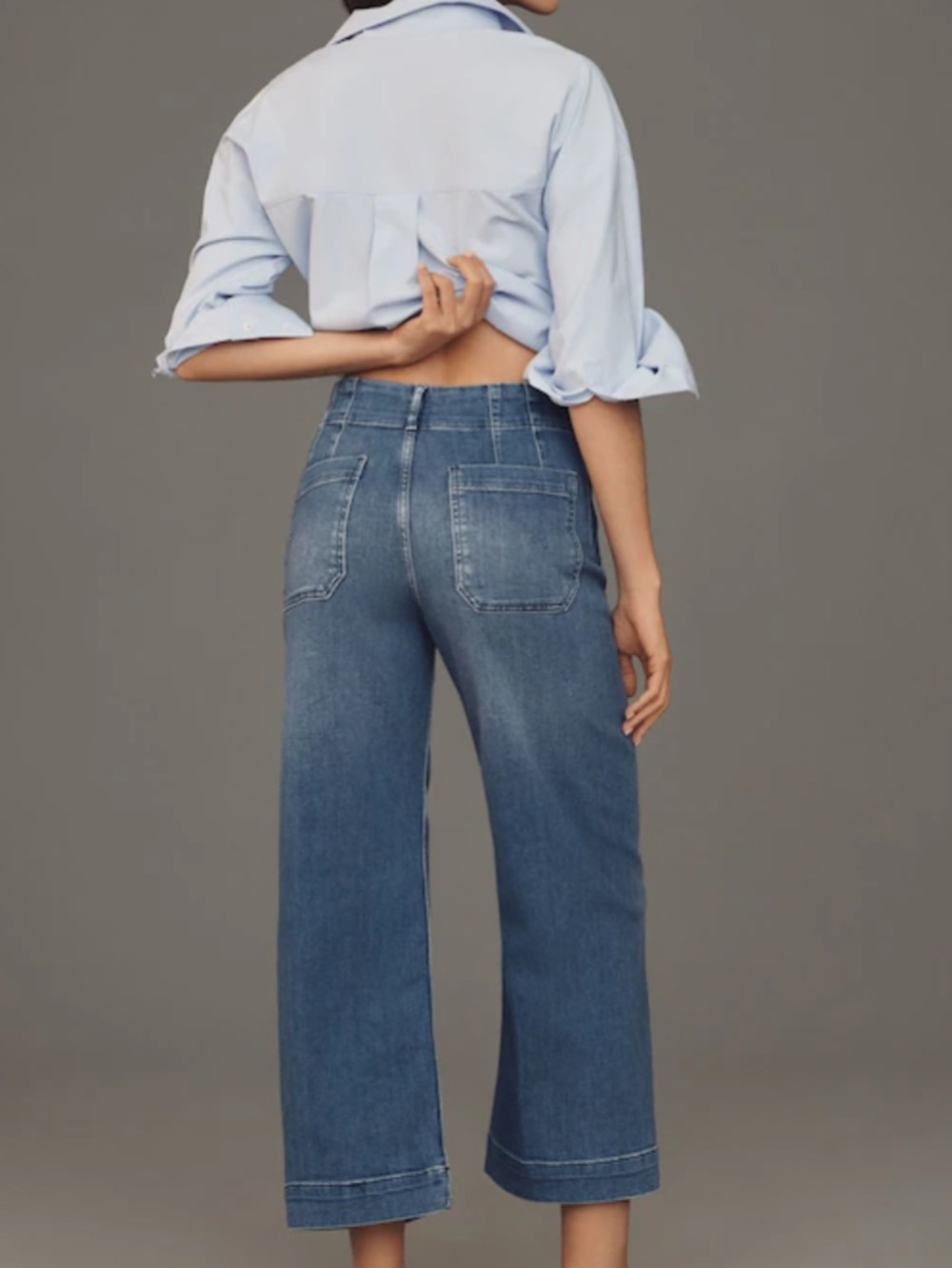 Anthropologie Colette Jeans Maeve Cropped Wide Leg High Rise New Medium Blue - Picture 2 of 14